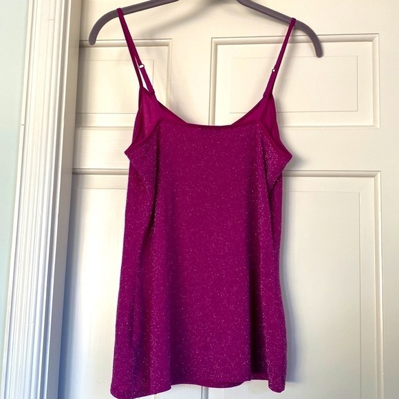 Party Metallic Silver Hot Raspberry Pink Camisole Adjustable Straps Size Medium - Picture 4 of 5